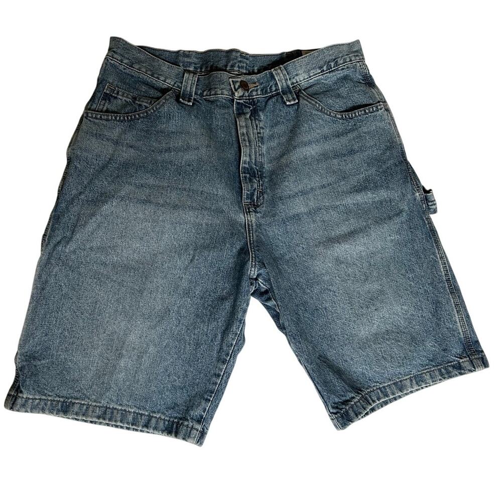 VTG Wrangler Medium Wash Y2K Cargo Utility Jort Shorts Sz 34